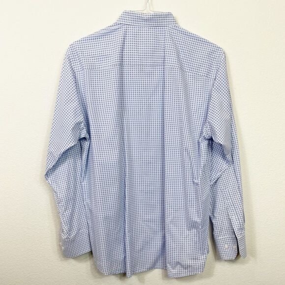 Tallia Navy Lavender Geometric Print Button Down Shirt Size Large 16.5" Classic - Picture 3 of 9